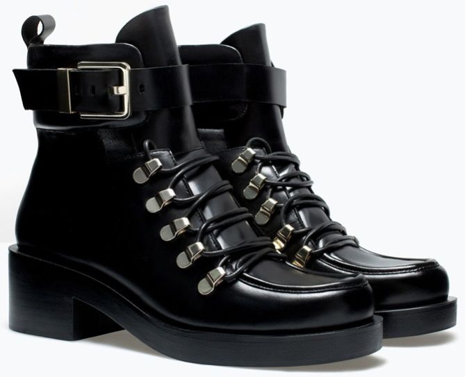 zara leather lace up ankle boots 3