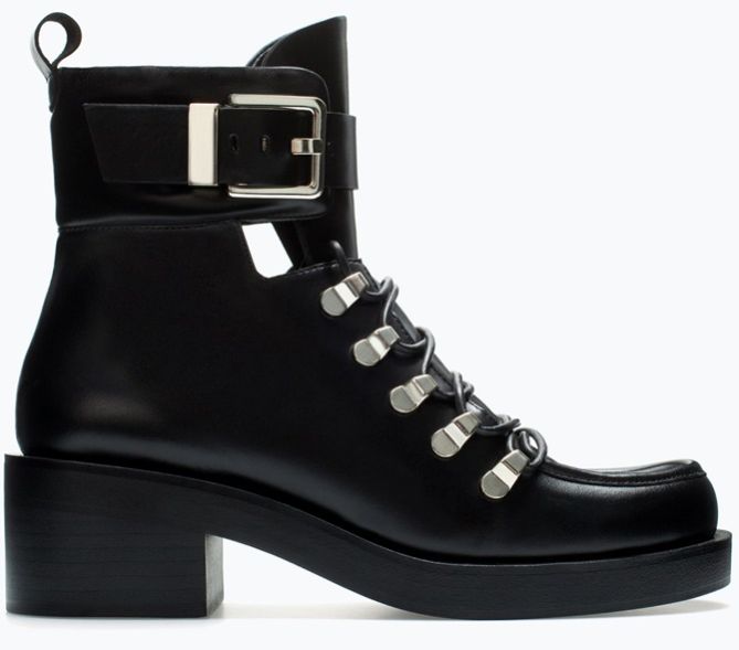 zara leather lace up ankle boots