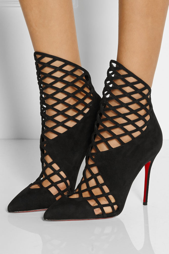 CHRISTIAN LOUBOUTIN Mrs Bouglione 100 Suede Ankle Boots – Shoes Post