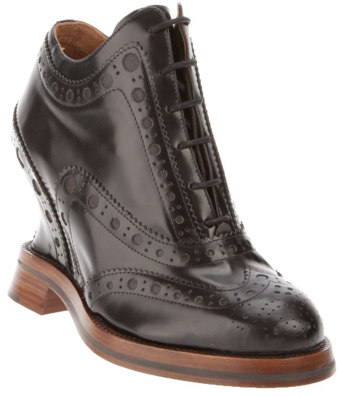 acne studios spin leather brogue style wedge boots