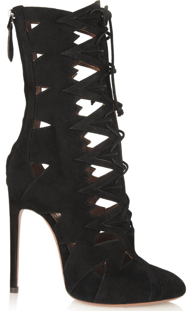 alaia cutout suede lace-up boots