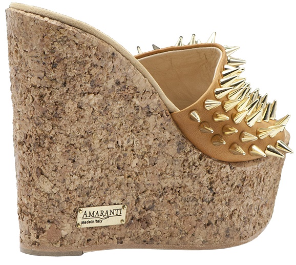 amaranti spike leaether cork wedge sandals 4