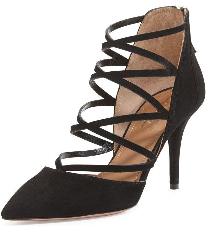 aquazzura electric suede strappy pumps