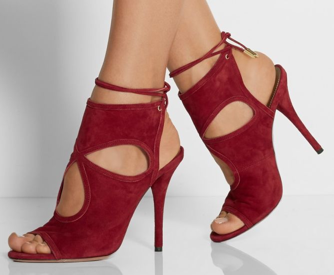 aquazzura sexy thing sandals suede red