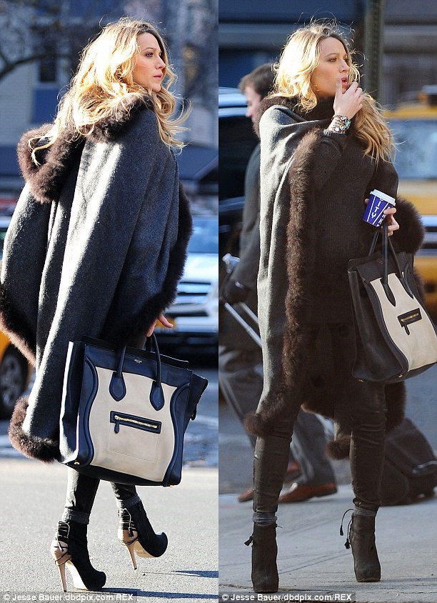 blake lively maternity style tassel boots fur cape 3-horz