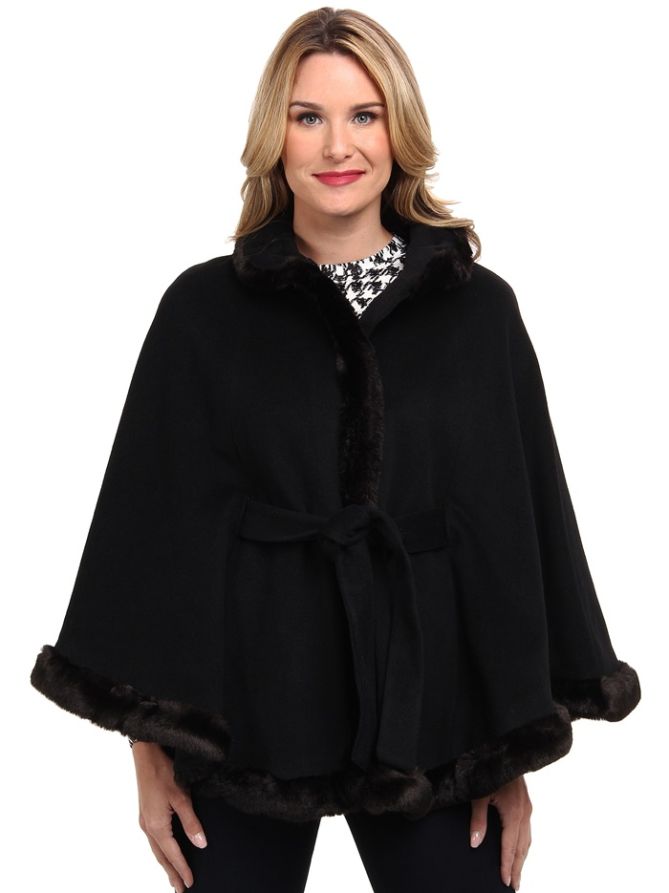 ellen tracy fur trim cape