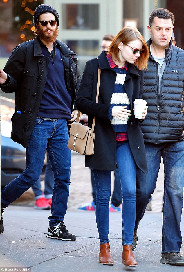 emma stone loeffler randall boots december 2014 layered preppy style