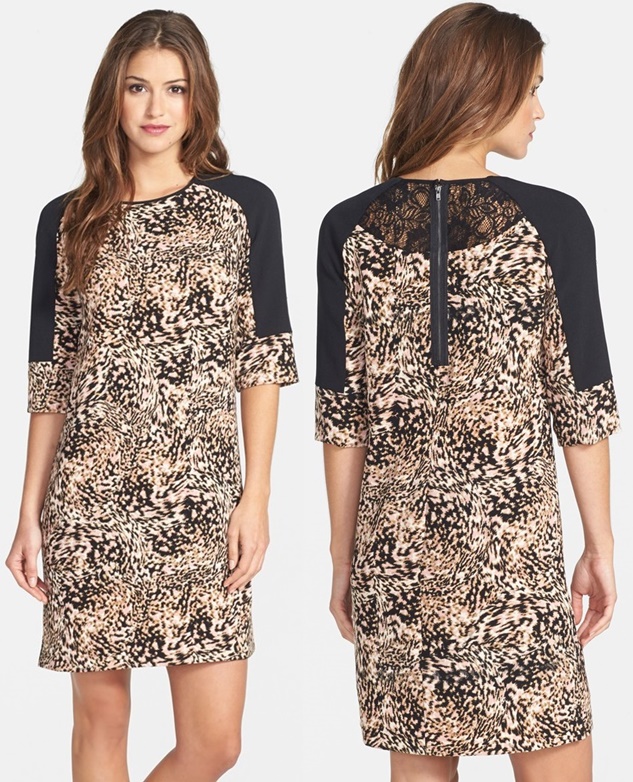 maggy london animal print crepe shift-horz