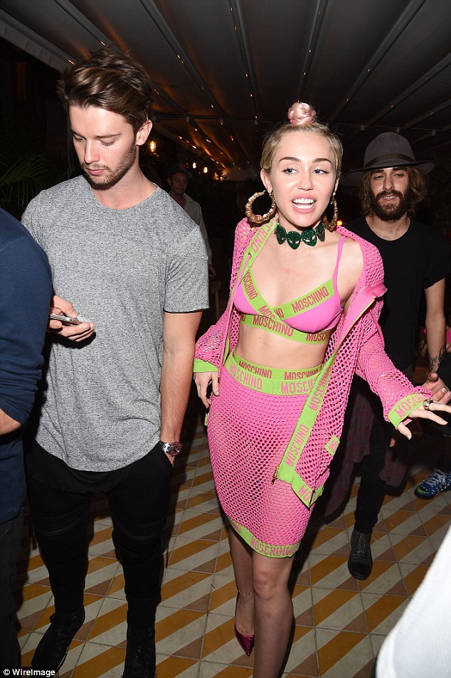 miley cyrus moschino party miami mesh outfit