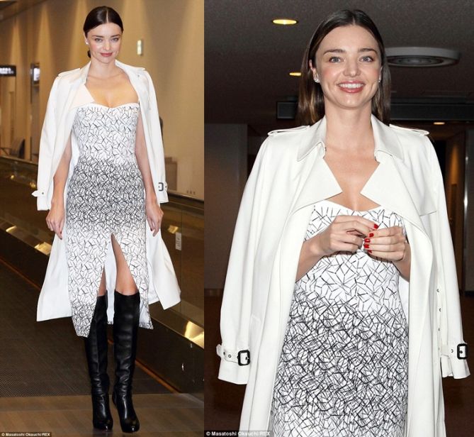 miranda kerr knee boots strapless dress samantha thavasa tokyo 2014-horz