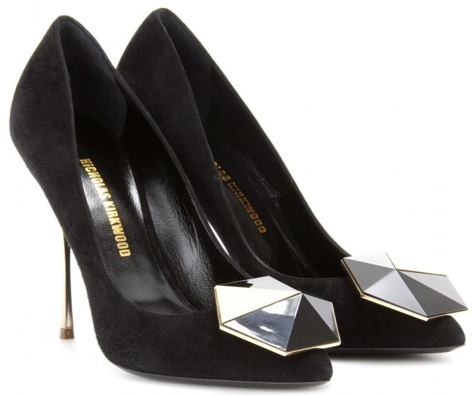 Nicholas Kirkwood White Leather Hexagon Pointed Toe Pumps Size