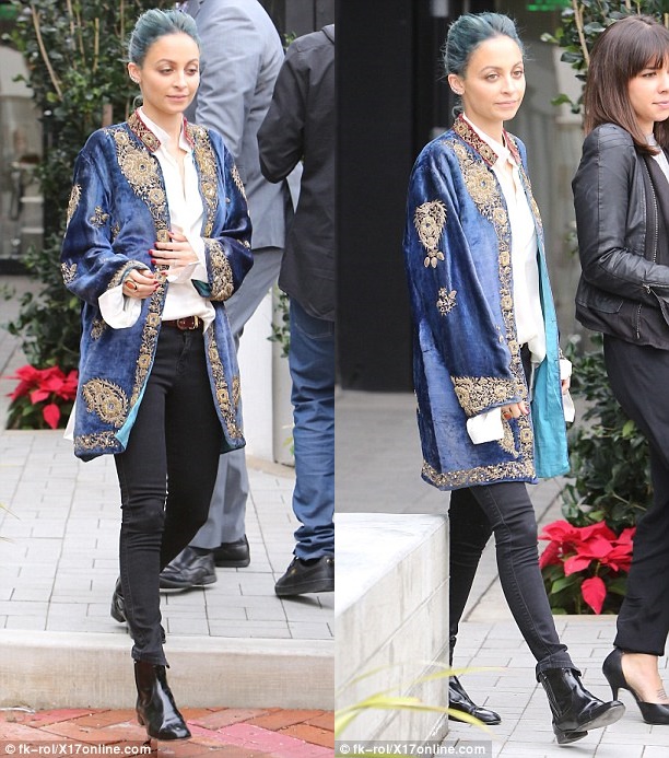 nicole richie blue embroidered velvet coat patent boots 3-horz