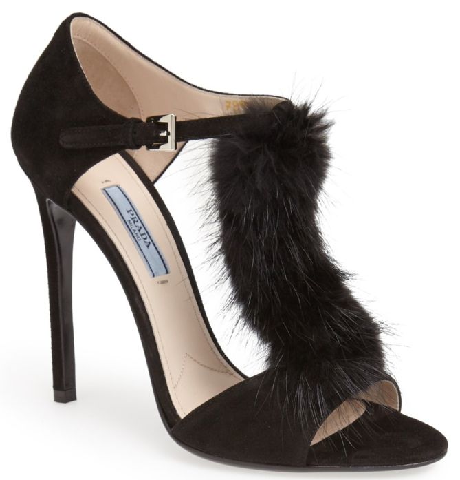 prada fur trimmed sandas