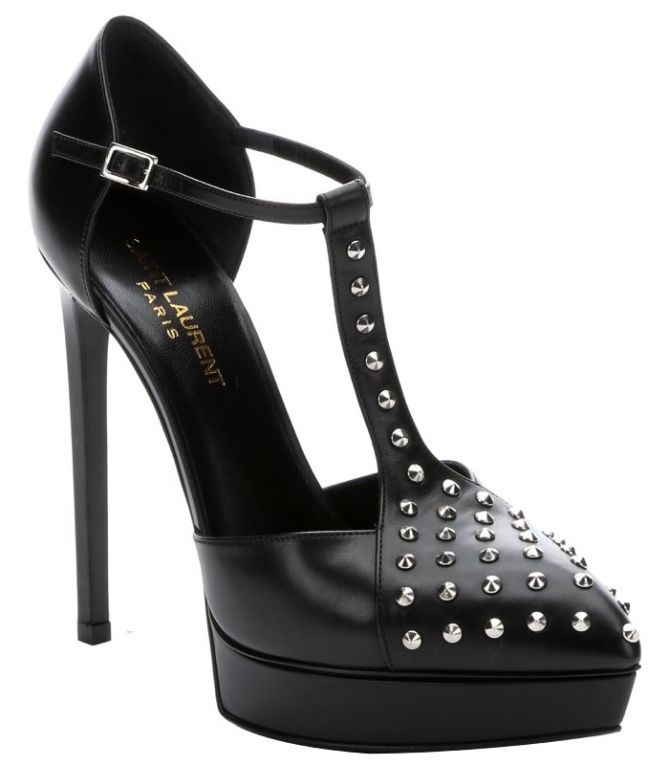 saint laurent studded t strap janis pums