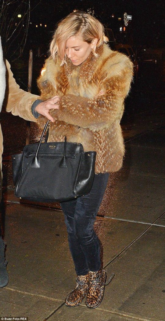 sienna miller fur coat leopard loafers isabel marant