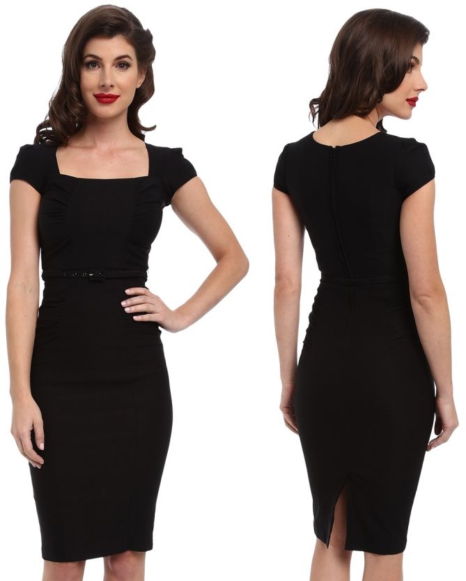 stop staring square neck sheath dress