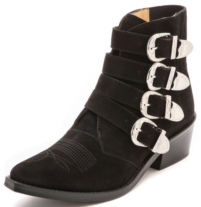 toga buckled suede boots