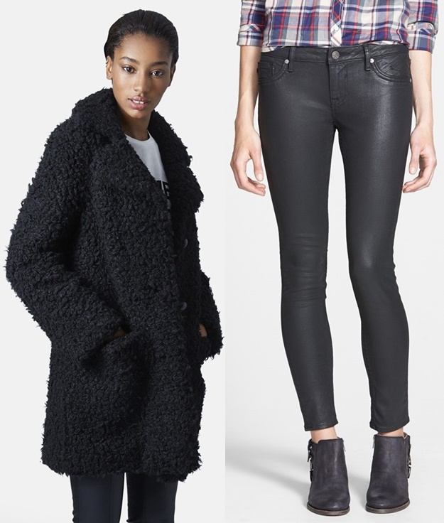 topshop coat and vigoss coated denim