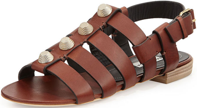 Balenciaga-Studded-Leather-Flat-Sandals