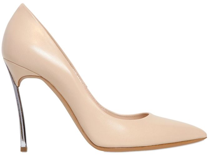 casadei blade heel pumps in nude