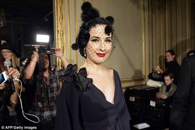 dita von teese pompom louboutin alexis mabille fashion show paris january 2015 2