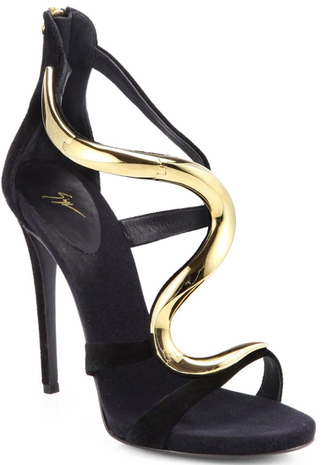 giuseppe zanotti gold metal detail sandals