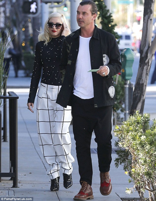 gwen stefani christian louboutin studded booties white checkered pants 2