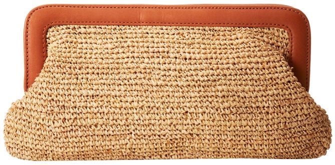 hat attach woven clutch