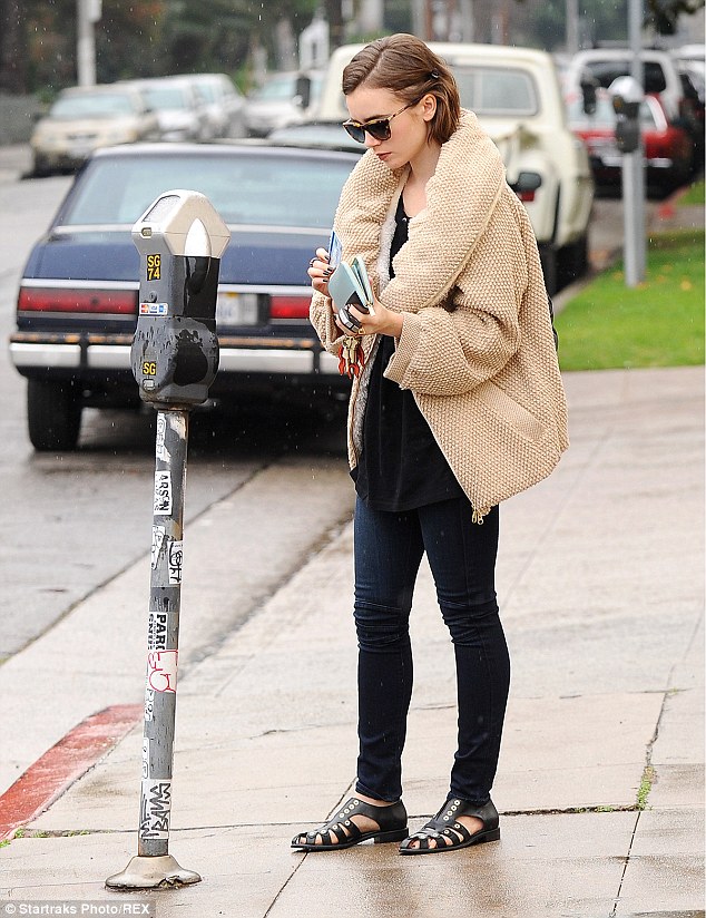 lily collins fisherman sandals chunky coat 2