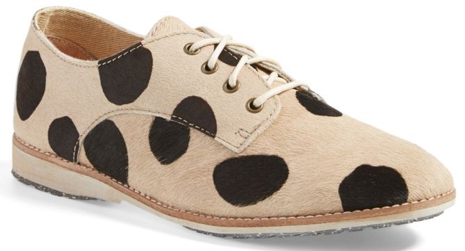 rollie derby calfhair polka dot oxfords