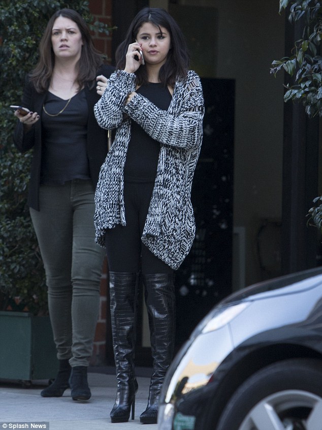 selena gomez croc over the knee boots beverly hills january 2015