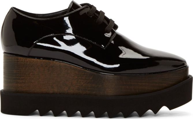 stella mccartney britt platform oxford lace up black on dark wood