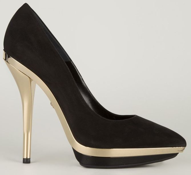 versace platform pumps black suede gold 2