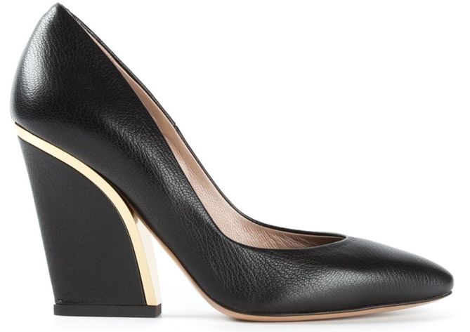 chloe pointy block heel pumps