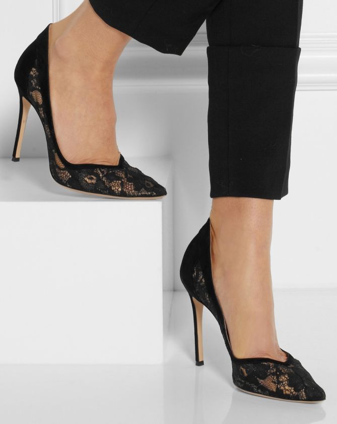 gianvito rossi suede and lace pumps edgile