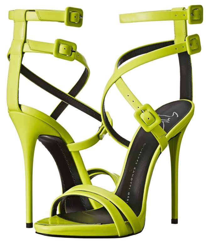 giuseppe zanott strappy criss cross sandals neon yellow