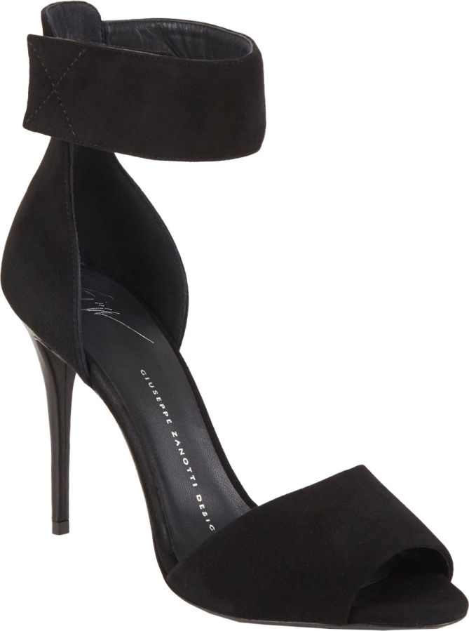 giuseppe zanotti ankle cuff sandals black suede