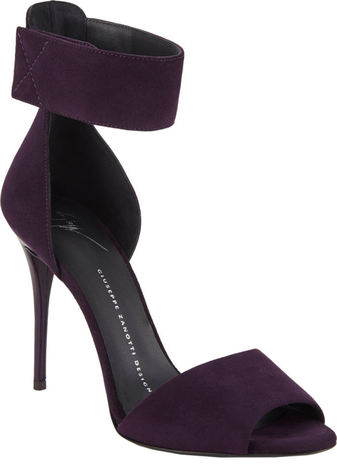 giuseppe zanotti ankle cuff sandals purple suede