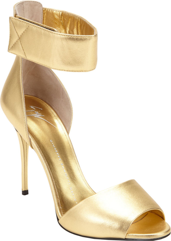 giuseppe zanotti gold metallic ankle cuff sandals