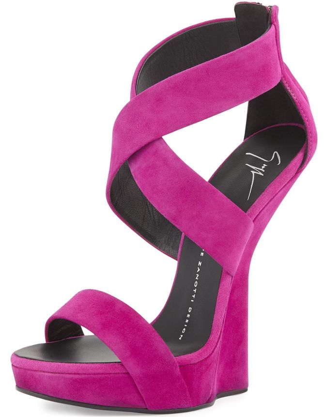 giuseppe zanotti heel less criss cross wedge sandals