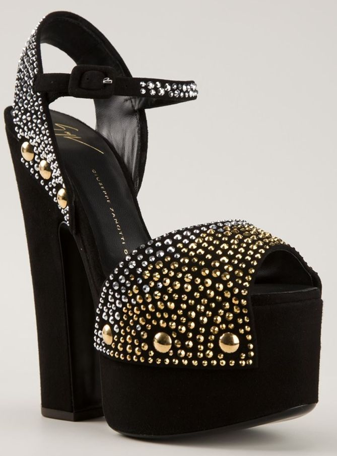 giuseppe zanotti strassed studded betty platform sandals gold silver