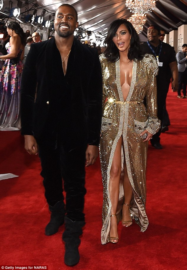 kim kardashian grammy awards 2015 gold dress 2