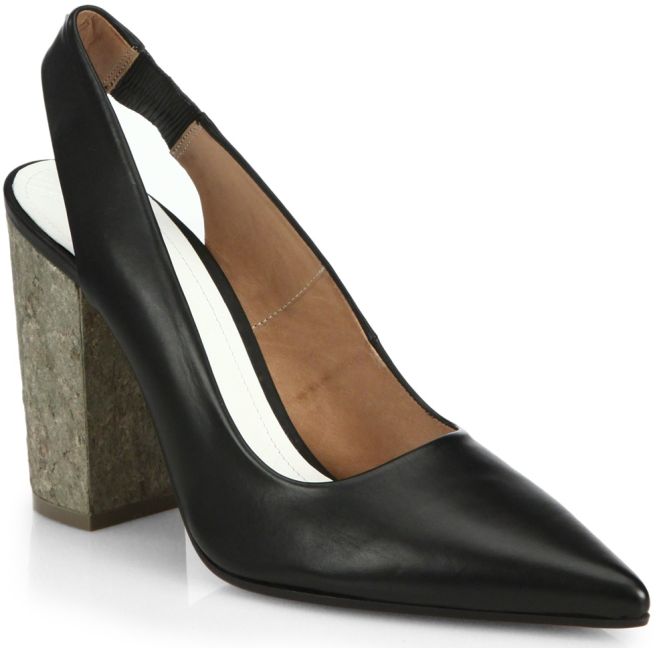 maison martin margiela wooden heel pumps