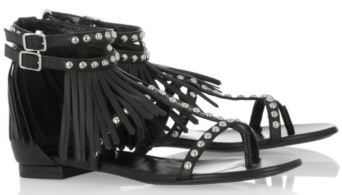 saint laurent studded and fringed sandals 2