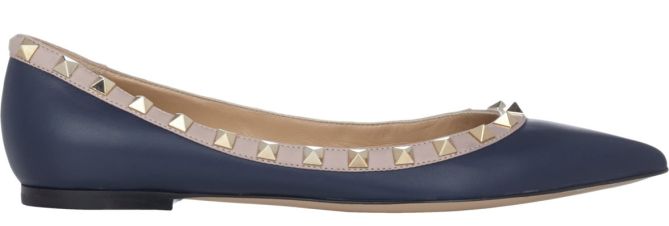 valentino rockstud flats navy