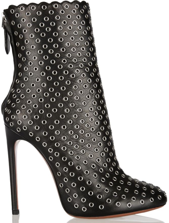 alaia grommet detailed leather boots