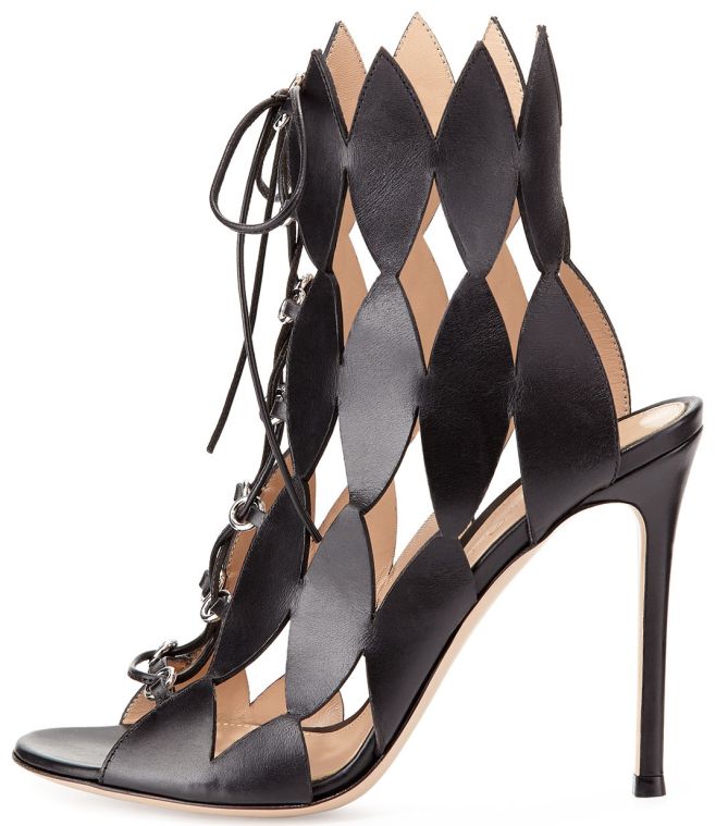 gianvito rossi diamond cutout lace-up sandals 2