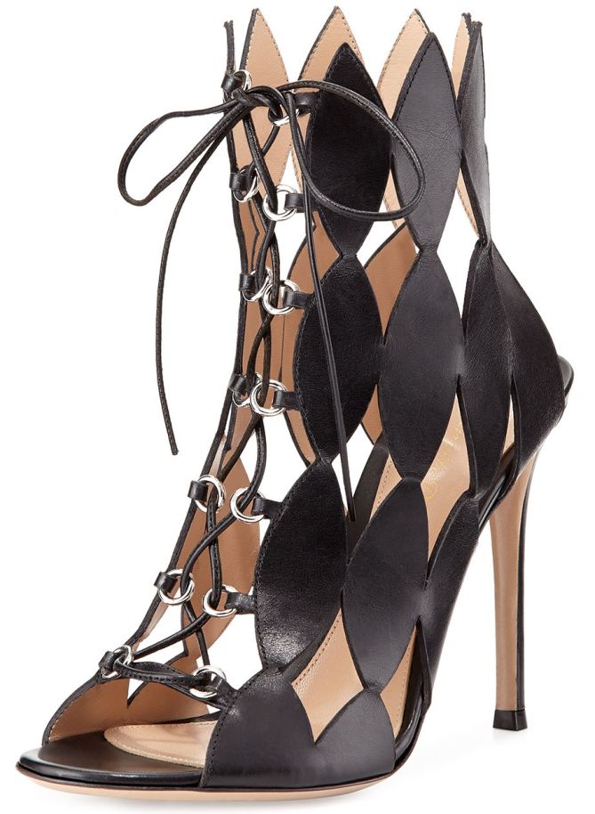 gianvito rossi diamond cutout lace-up sandals