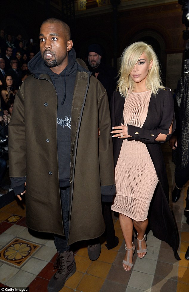 kim kardashian blond nipples mesh dress paris lanvin fashion week 2015 6