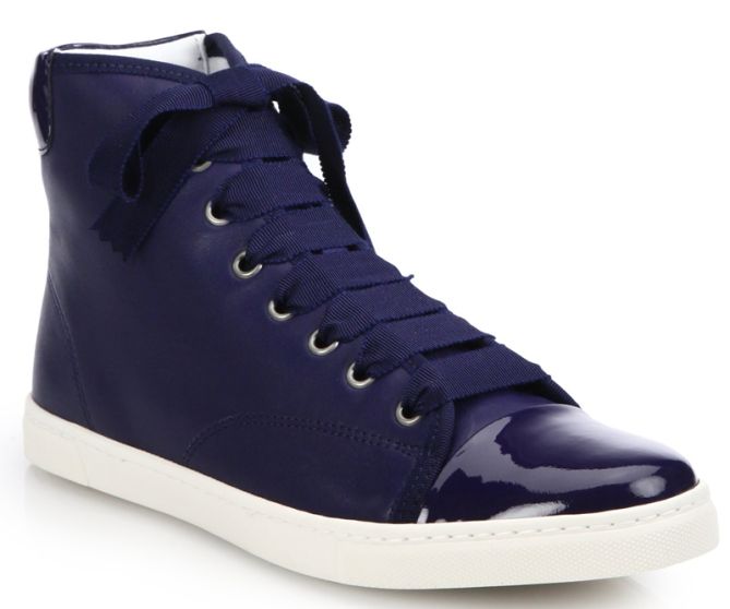 lanvin leather cap toe sneakers